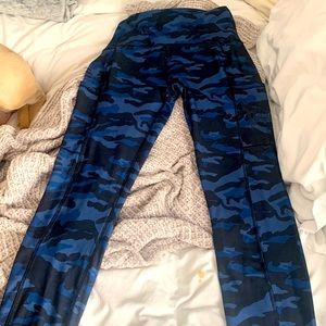 blue camo leggings